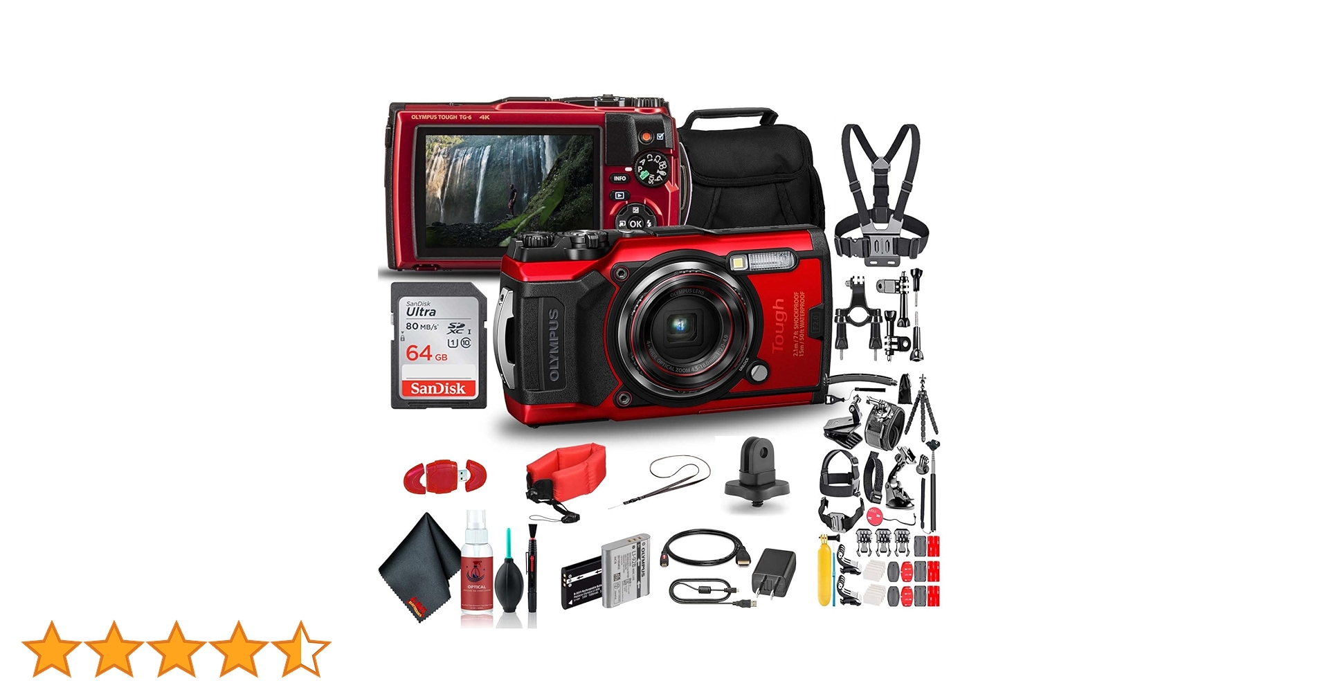 Amazon Canada: Olympus Tough TG-6 Waterproof Camera (Red) - Action